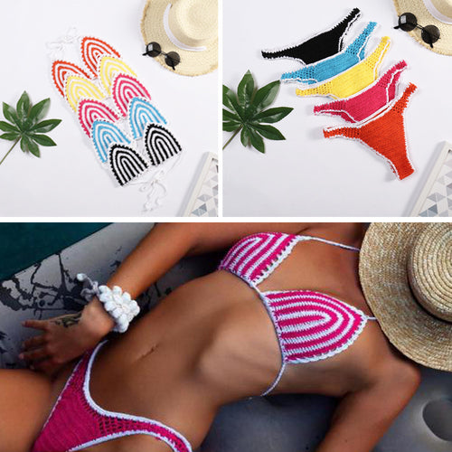 Damen Häkel-Bikini mit kontrastierendem Rand R&B