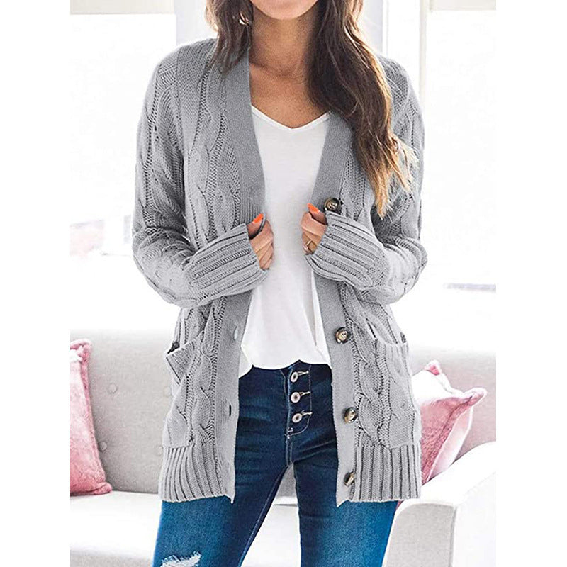 Damen Grobstrick-Cardigan mit aufwendigem Zopfmuster und praktischen Taschen R&B