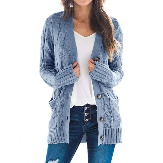 Damen Grobstrick-Cardigan mit aufwendigem Zopfmuster und praktischen Taschen R&B