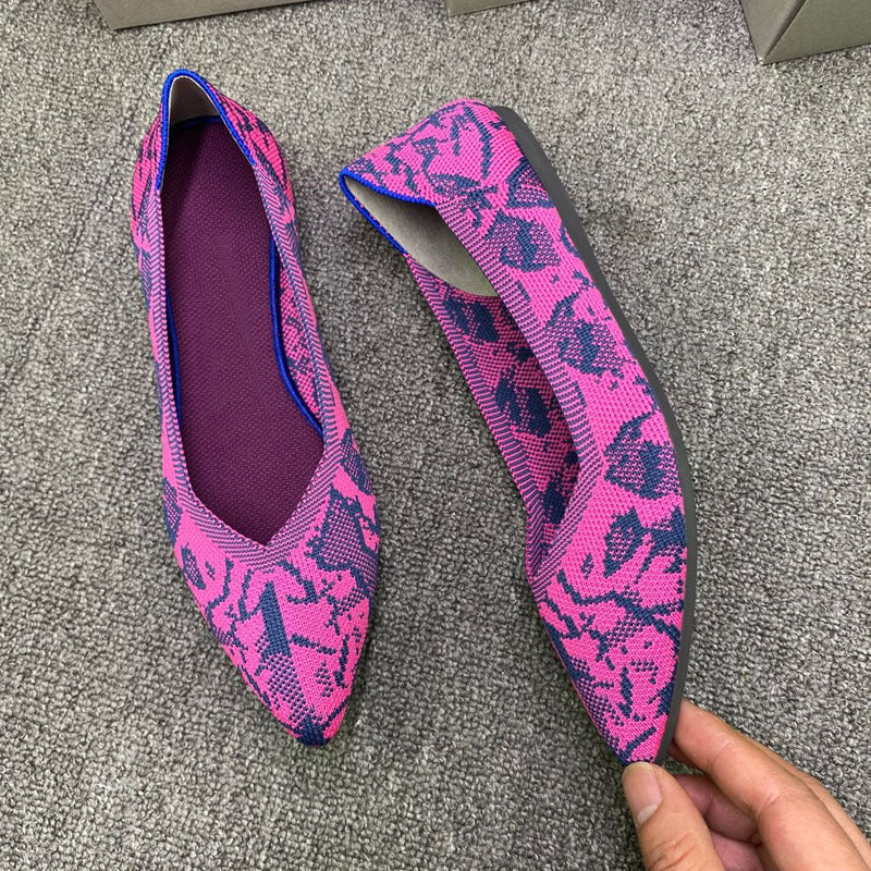 Damen Ballerinas mit auffälligem Schlangenmotiv