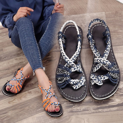 Damen Elegante Braided Sandalen mit ergonomischem Fußbett R&B