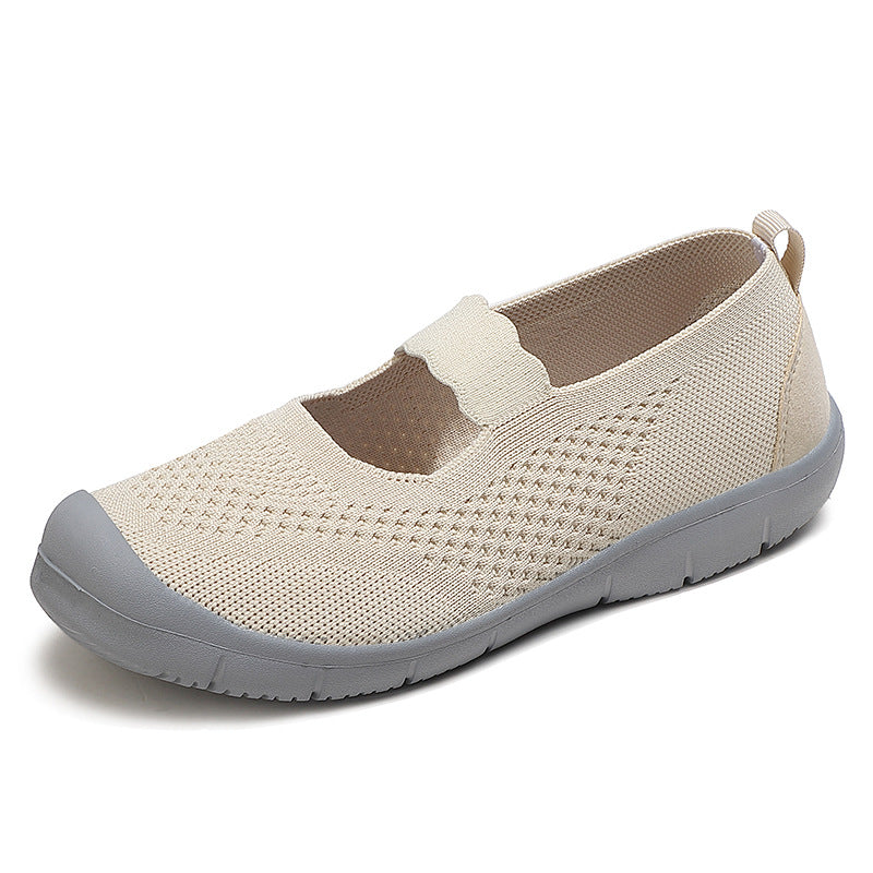 Damen nan elastischer Komfort-Ballerina mit welligem Riemen atmungsaktivem Strickoberteil und flexibler Profillaufsohle R&B