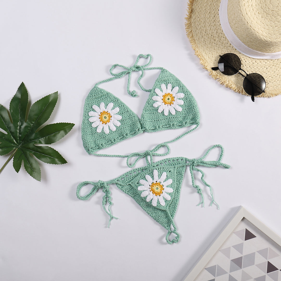 Damen Bikiniset mit floralem Häkelmuster R&B