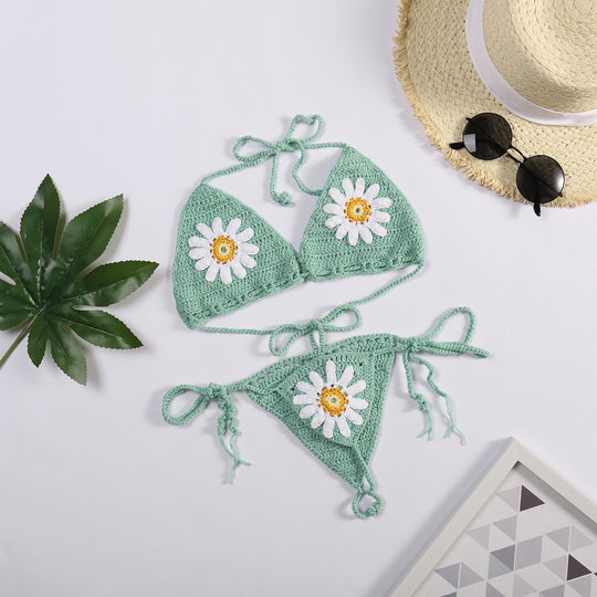 Damen Bikiniset mit floralem Häkelmuster R&B