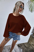 Damen lässiger Pullover mit voluminösen Ärmeln und strukturiertem Design R&B