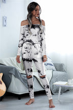 Damen lässige Sommeroverall aus softem Material mit Rundhalsausschnitt und Cut-Outs R&B