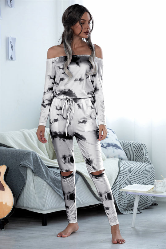 Damen lässige Sommeroverall aus softem Material mit Rundhalsausschnitt und Cut-Outs R&B