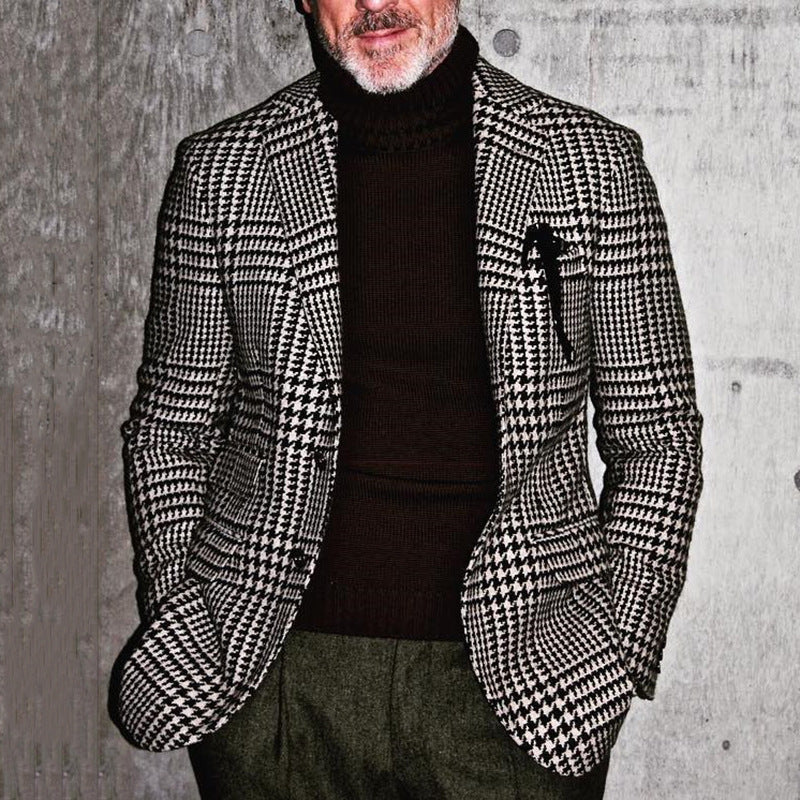 Herren elegante Jacke im Hahnentrittmuster