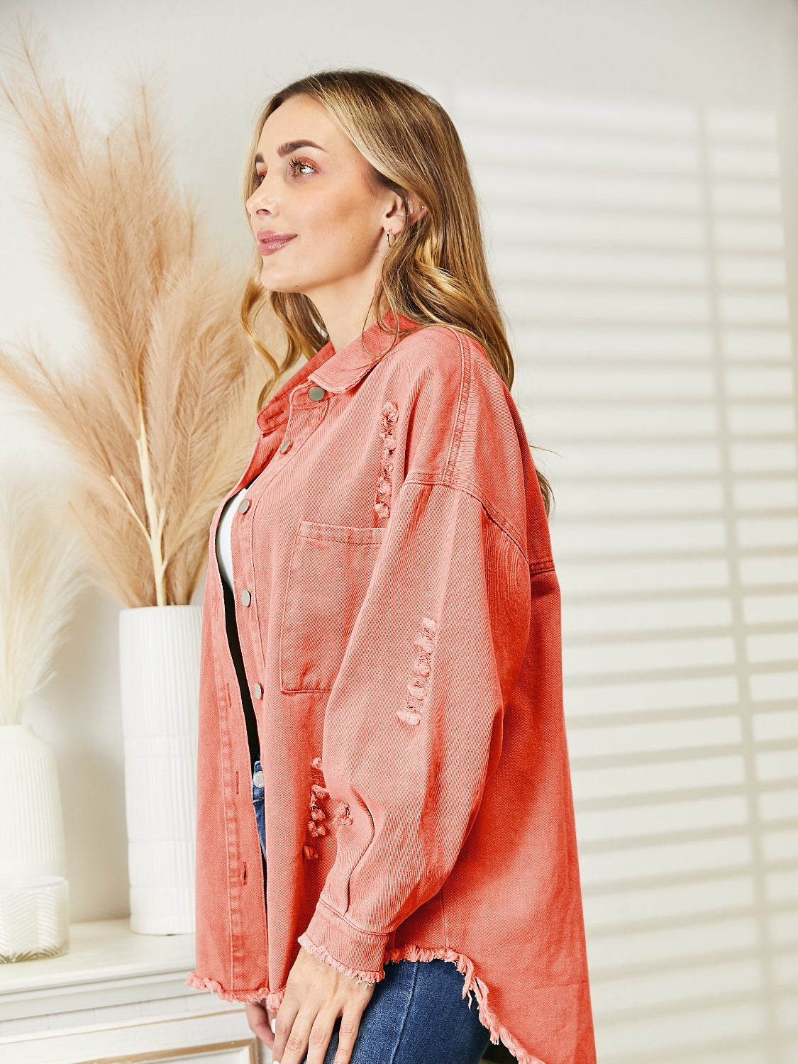 R&B | Zerrissene Rohsaum-Denimjacke