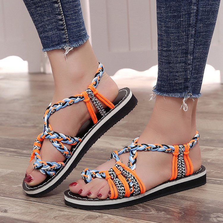 Damen Elegante Braided Sandalen mit ergonomischem Fußbett R&B