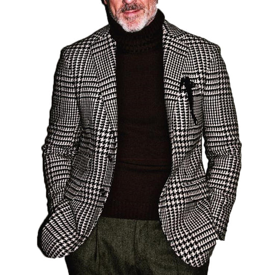 Herren elegante Jacke im Hahnentrittmuster R&B