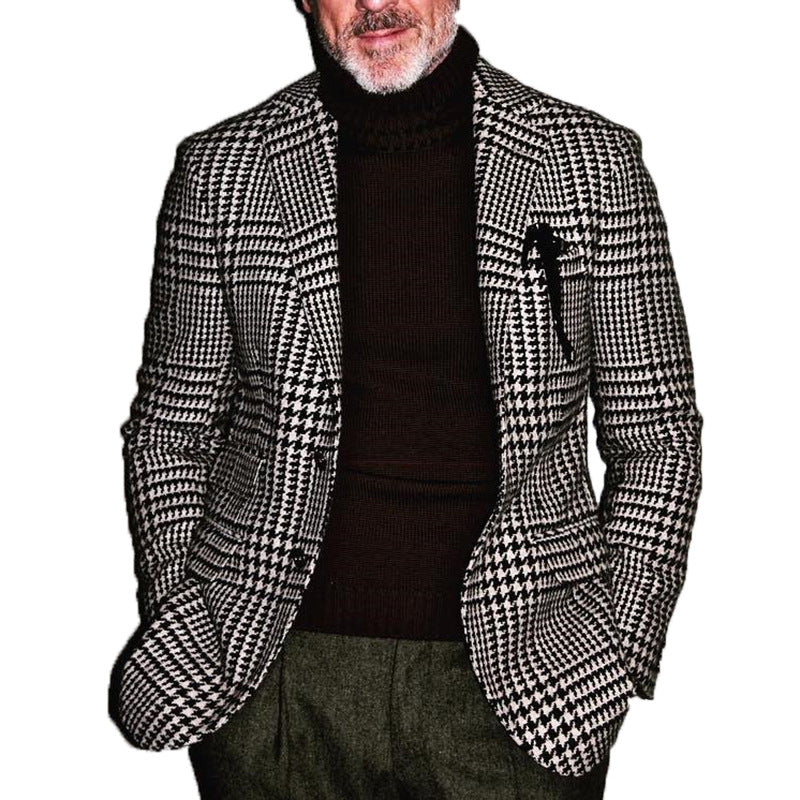 Herren modischer Karomantel mit elegantem Schnitt
