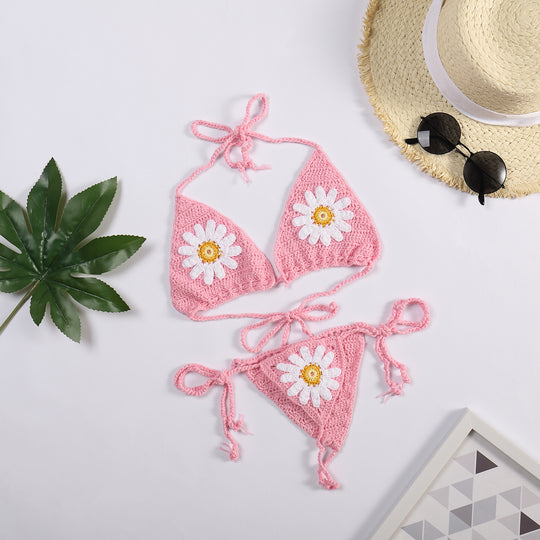 Damen Bikiniset mit floralem Häkelmuster R&B