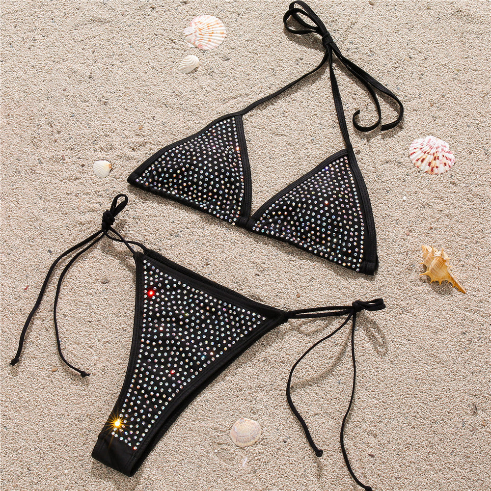 Damen Glitzernder Triangel-Bikini mit Strassdetails R&B