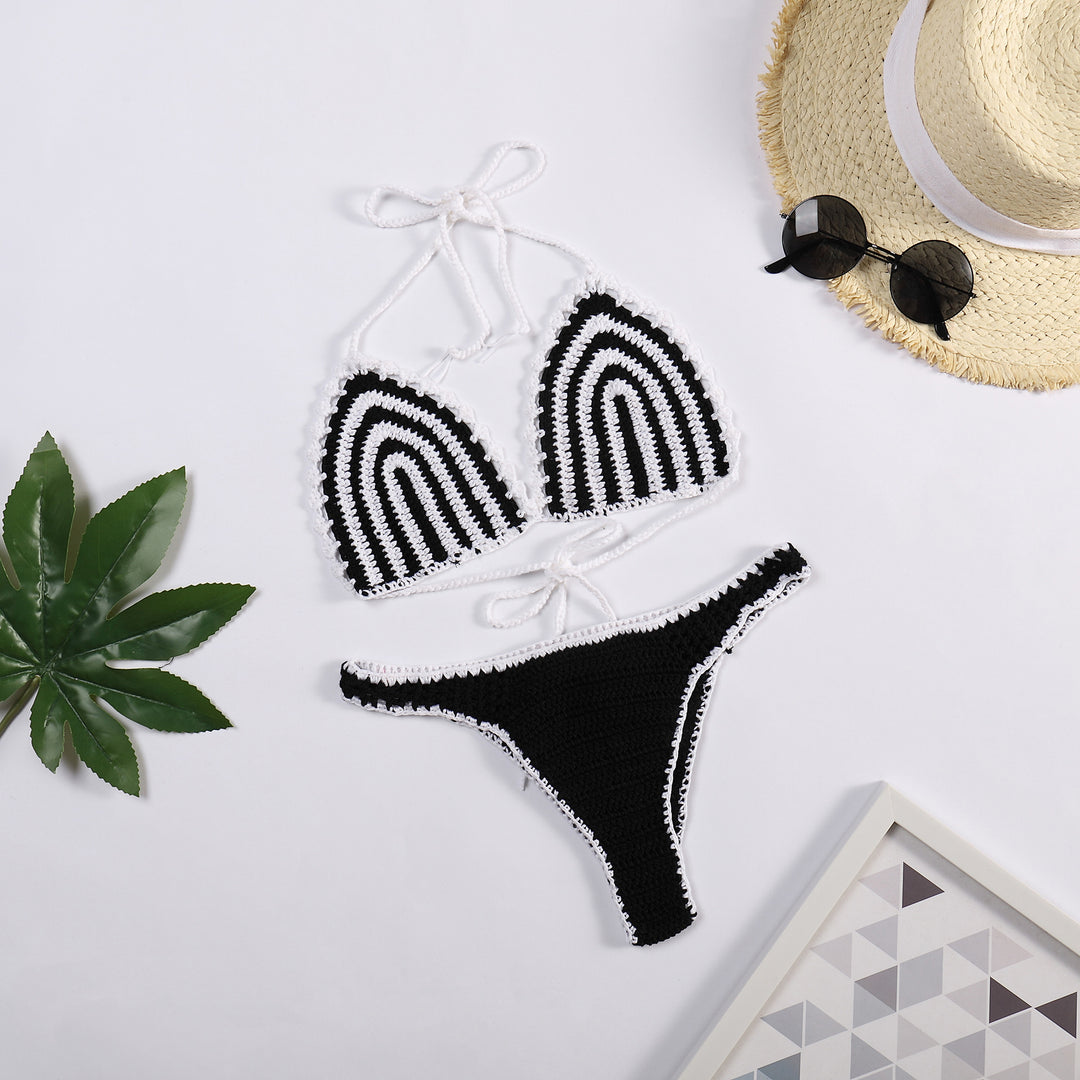 Damen Häkel-Bikini mit kontrastierendem Rand R&B