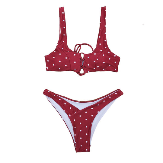 Damen Triangel-Bikini mit verspieltem Punkte-Design und anpassbarem Trägersystem R&B