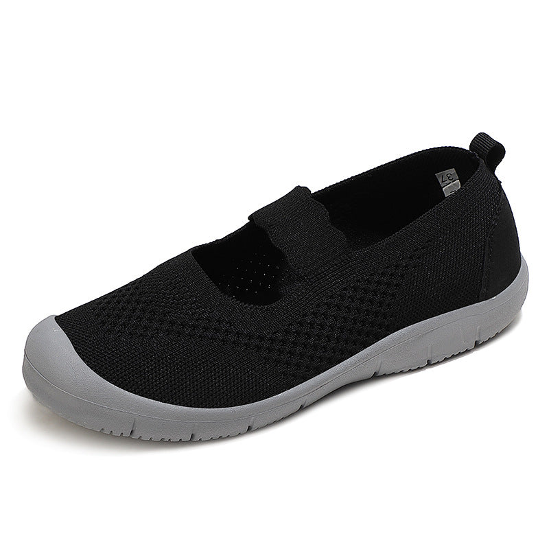 Damen nan elastischer Komfort-Ballerina mit welligem Riemen atmungsaktivem Strickoberteil und flexibler Profillaufsohle R&B