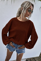Damen lässiger Pullover mit voluminösen Ärmeln und strukturiertem Design R&B