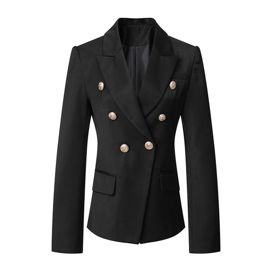 Damen Elegante Doppelreihige Blazerjacke mit goldenen Knöpfen R&B