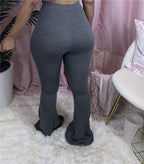 Damen Schlagleggings mit hohem Bund und elastischem Material R&B