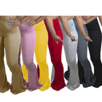 Damen Schlagleggings mit hohem Bund und elastischem Material R&B