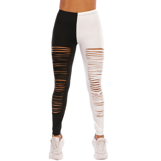 Damen Leggings mit modischem Riss-Design R&B