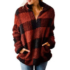 Damen Fleece Pullover mit Karomuster R&B