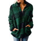 Damen Fleece Pullover mit Karomuster R&B