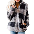 Damen Fleece Pullover mit Karomuster R&B