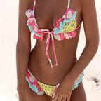 Damen Triangel-Bikini mit verspieltem Rüschen-Design und verstellbarem BindR&Band R&B