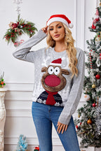 R&B | Weihnachts-Rentier-Stickerei Strickpullover