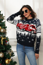 R&B | Schneeflocken- und Lkw-Druck Weihnachts-Pullover