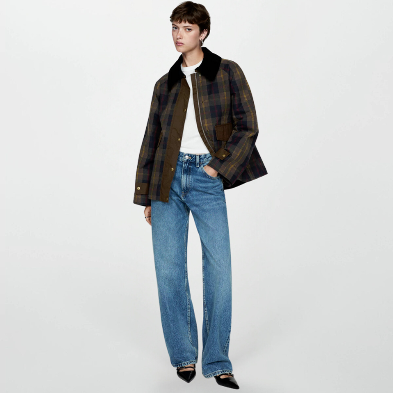 R&B | Trendy Damen Karomuster Zip-Up Jacke