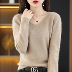 R&B | Pullover Damen V-ausschnitt Leichter und Weicher Strickpullover