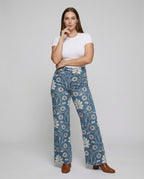 R&B | Damen Denim Gedruckte Flare Hose Fantasy