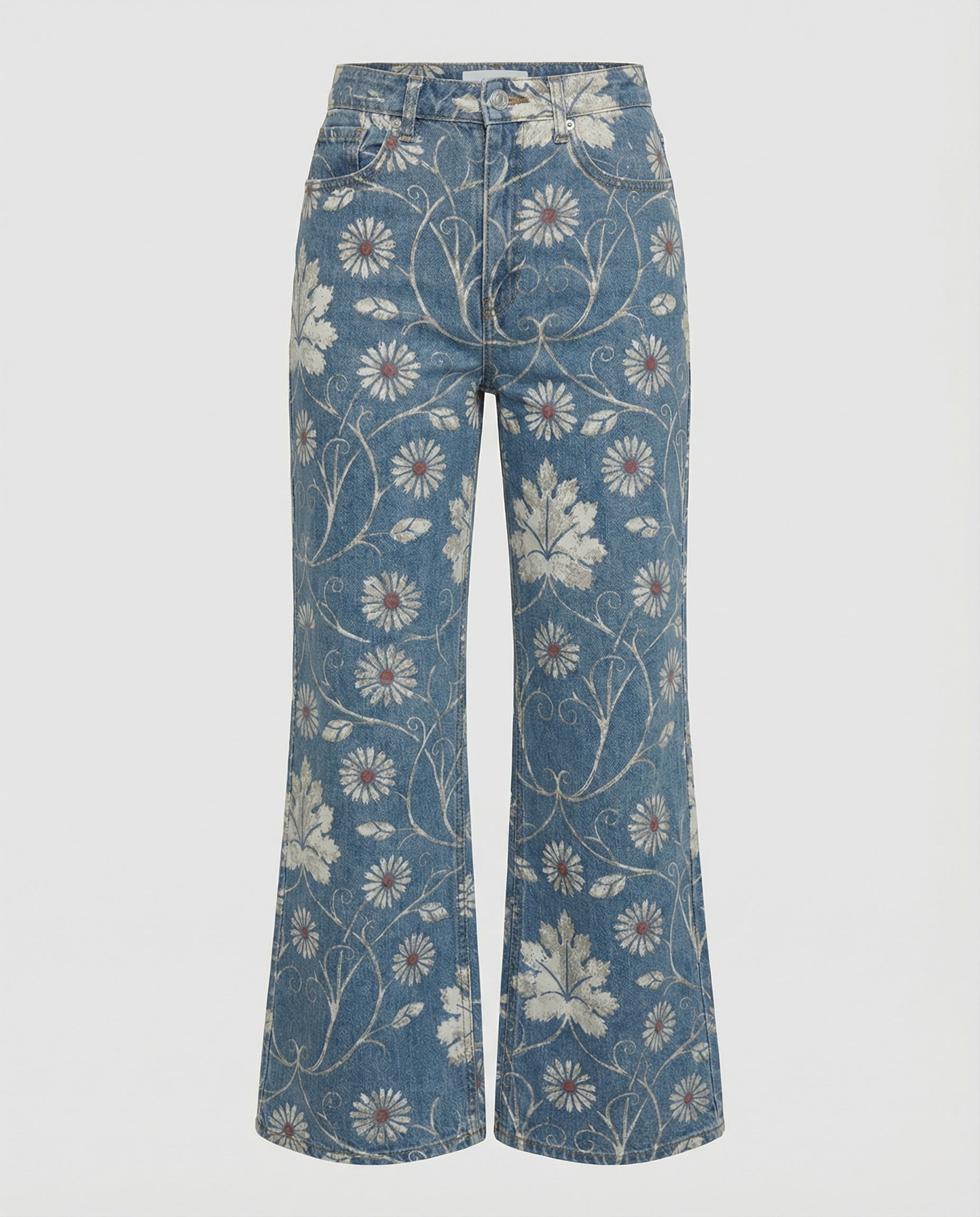 R&B | Damen Denim Gedruckte Flare Hose Fantasy