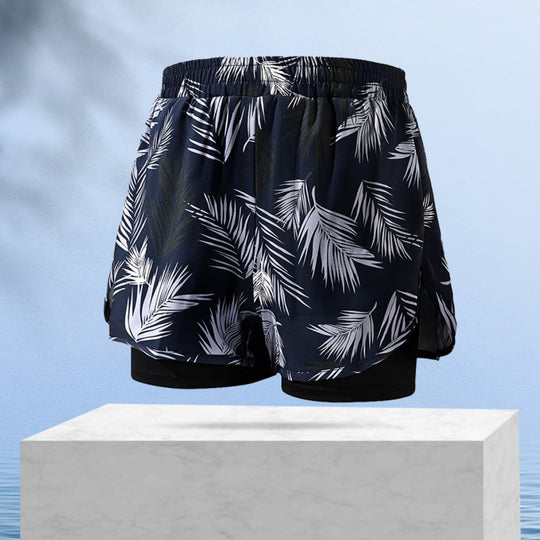R&B | Doppellagige Herren Sport Fitness Anti-Peinlichkeit Strandhose