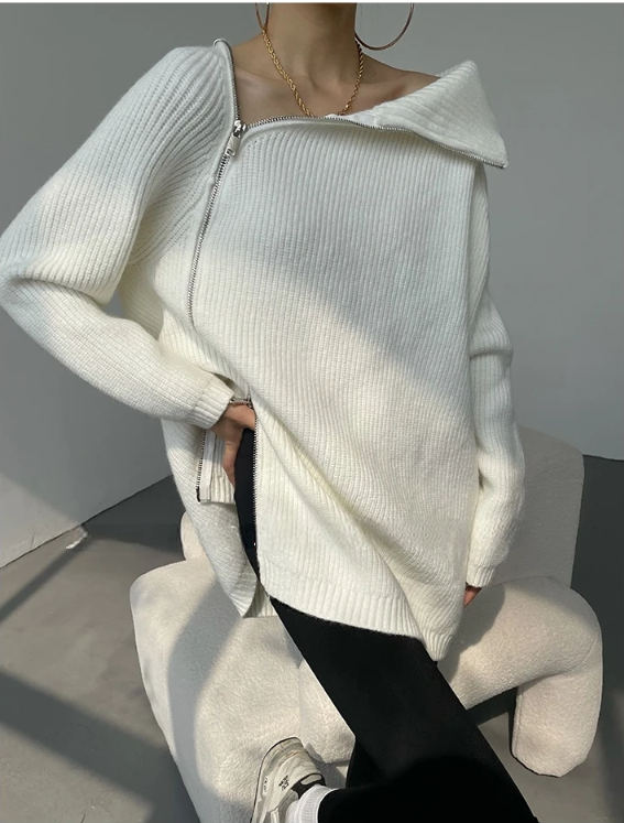 R&B | Roter, schlichter Pullover mit Stehkragen