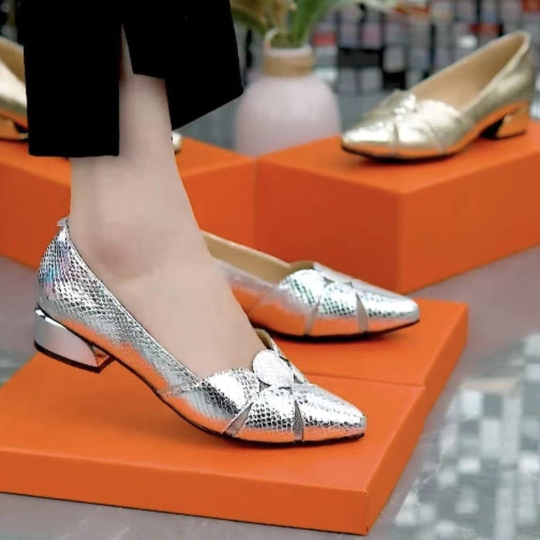 Glänzende Chunky Heels mit spitzer Zehe R&B R&B