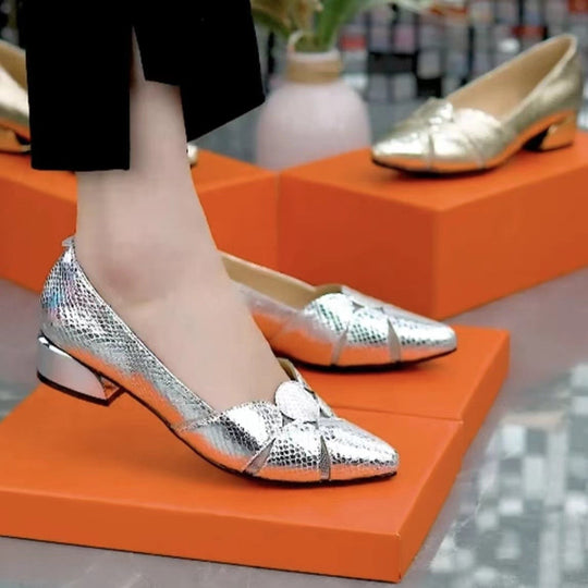 Glänzende Chunky Heels mit spitzer Zehe R&B R&B
