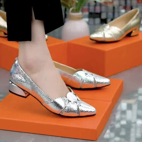 Glänzende Chunky Heels mit spitzer Zehe R&B R&B