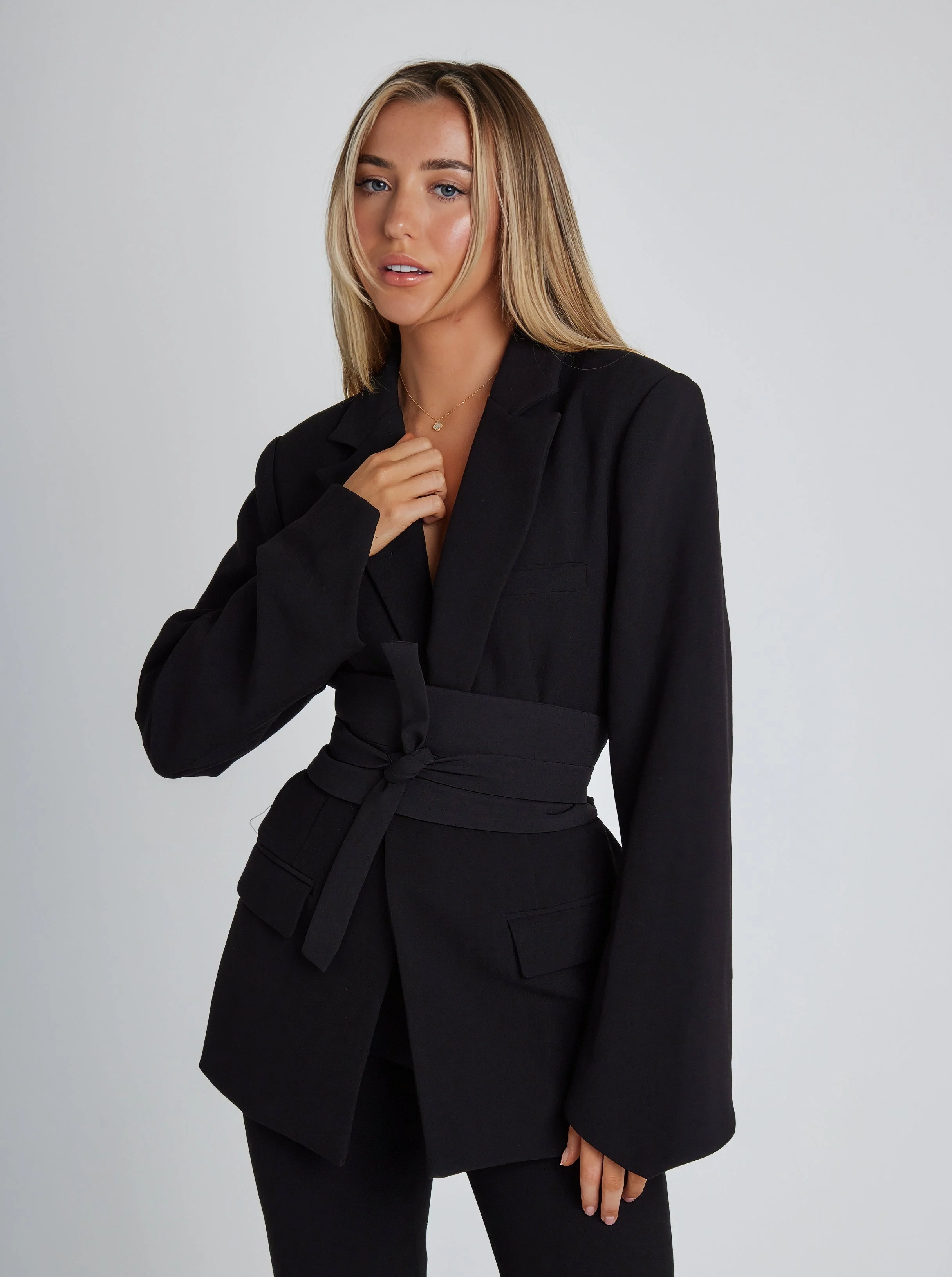 R&B | Blazer mit Gürtel Polyester Elegant, Zeitlos