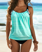 R&B | Unifarbenes Tankini mit Leopardenmuster