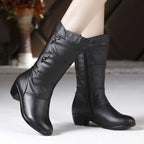 R&B | Damen Mid-Calf Plattform Keil Absatz Chunky Heel Stiefeletten