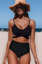 R&B | Schwarzes und Hohe Taille BindR&Band Bikini Set