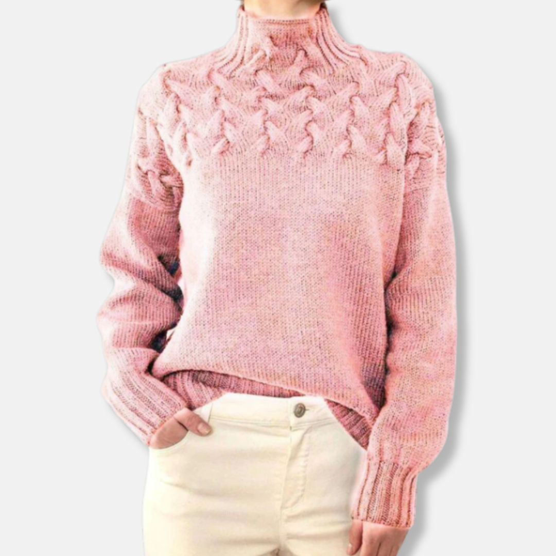 R&B | Wolle Hoher Hals Pullover Kabelstrick Entspannt Passform Pullover