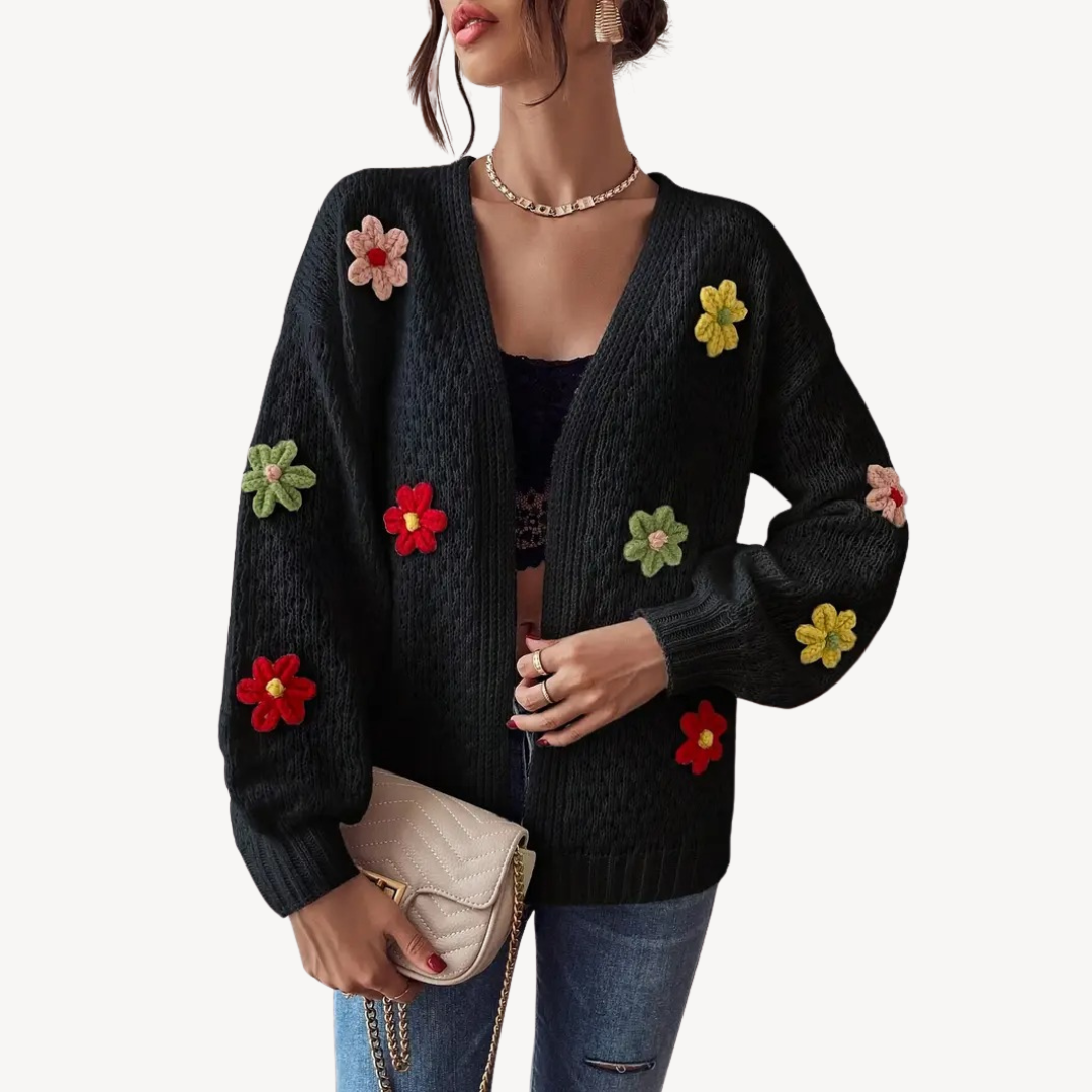 R&B | Floral Bestickter Cardigan für Damen