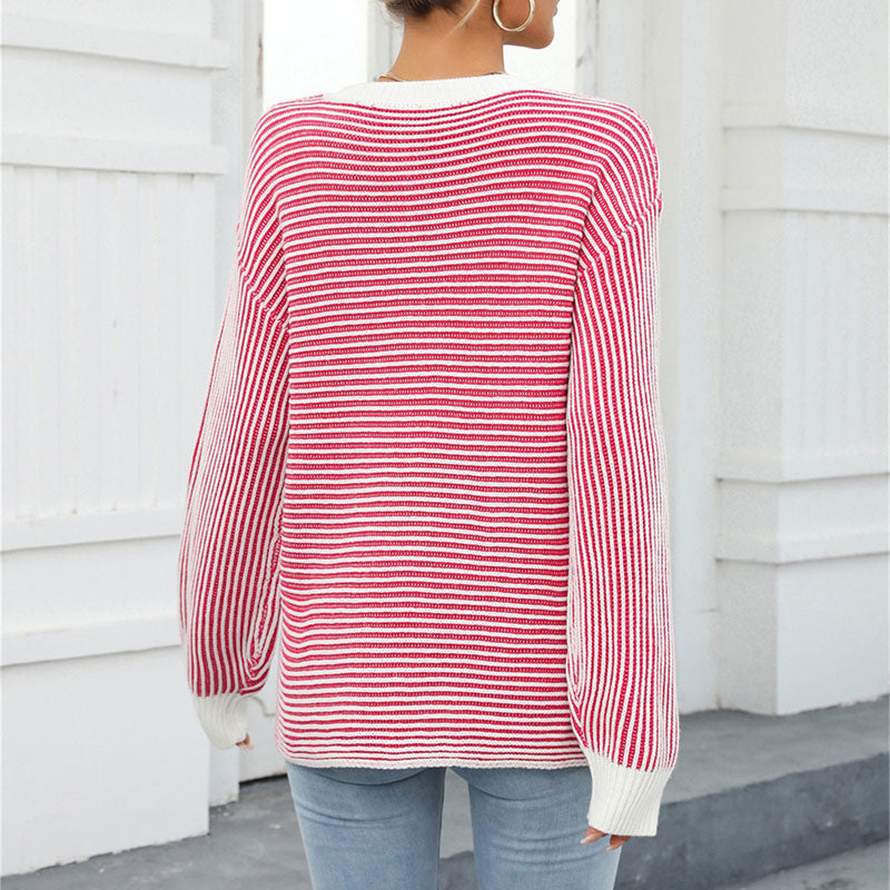 R&B | Gestreifter Strickpullover Mit Lässigem Schnitt