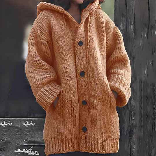 R&B | Bequemer Strickcardigan mit Kapuze für Frauen