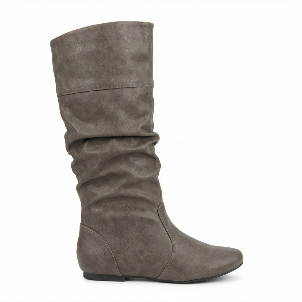 R&B | Flache Stiefel mit Falten Bis Zum Knie